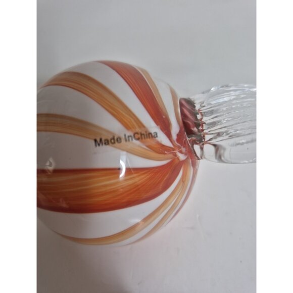 Handcrafted Glass Red And Orange Swirl Candy Sculpture 6.50"x 2.50" - Picture 8 of 8